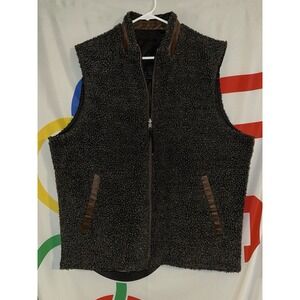 Madison Creek Sherpa Lined Reversible Utility Vest Large Brown Gray Canvas